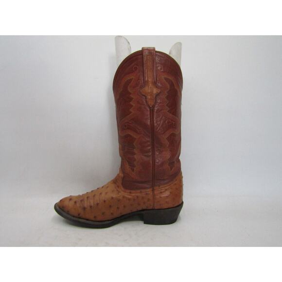 P\'s by Ferrini Mens Sz 7 D Cognac Full Ostrich Quill Brown Leather Cowboy Boots main image 6